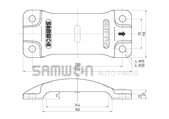 Кронштейн стремянок KIA GRT 19т ресс. прямоуг. №AA61D-26122A